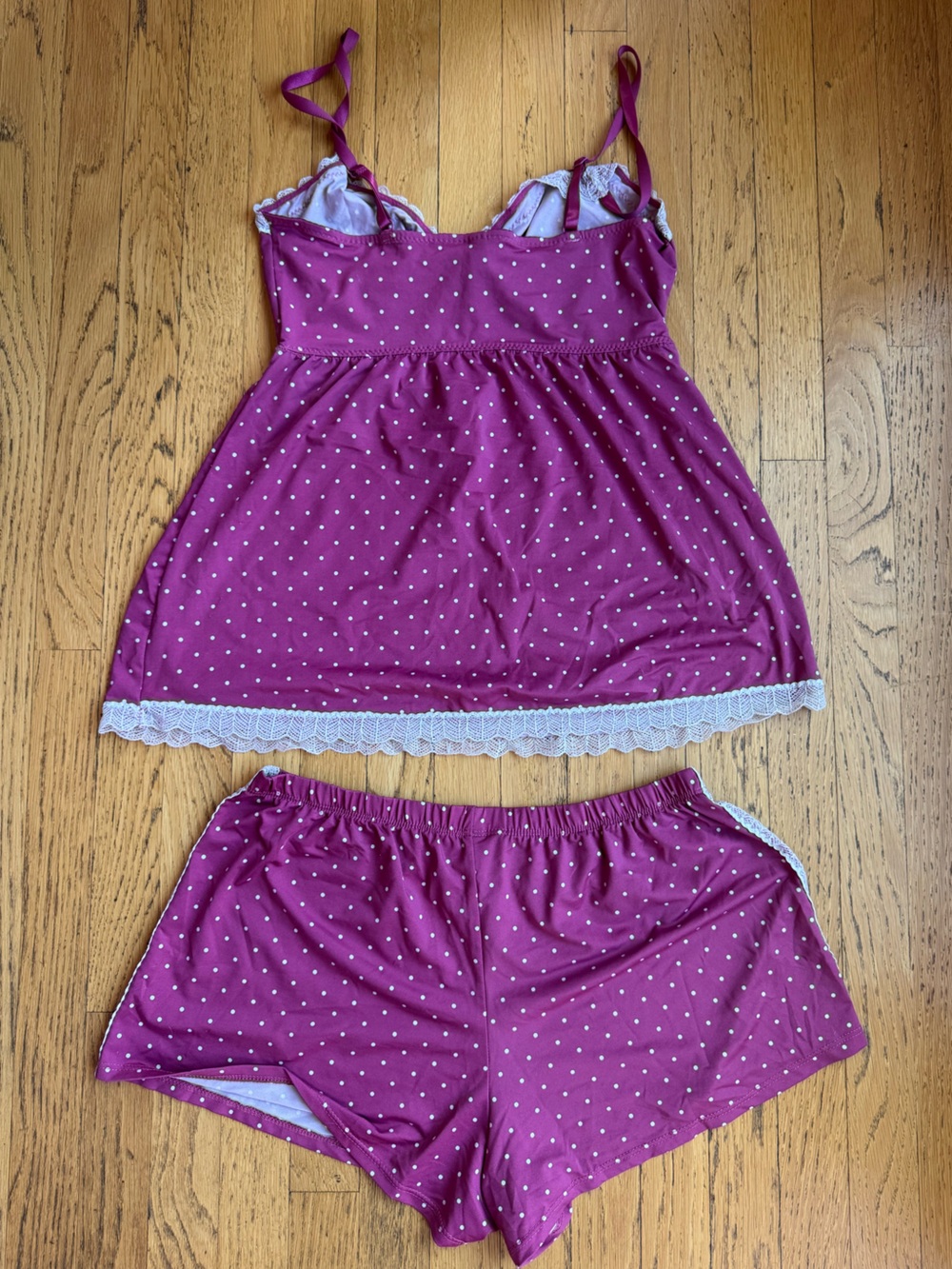 Pink polka dot satin babydoll cami shorts sleep set - Laura Ashley - Picture 5 of 5
